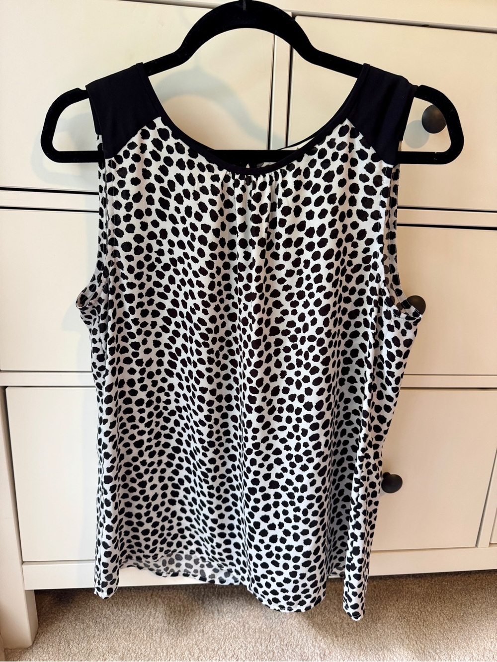 LOFT Black & White Dot Print Sleeveless Tank